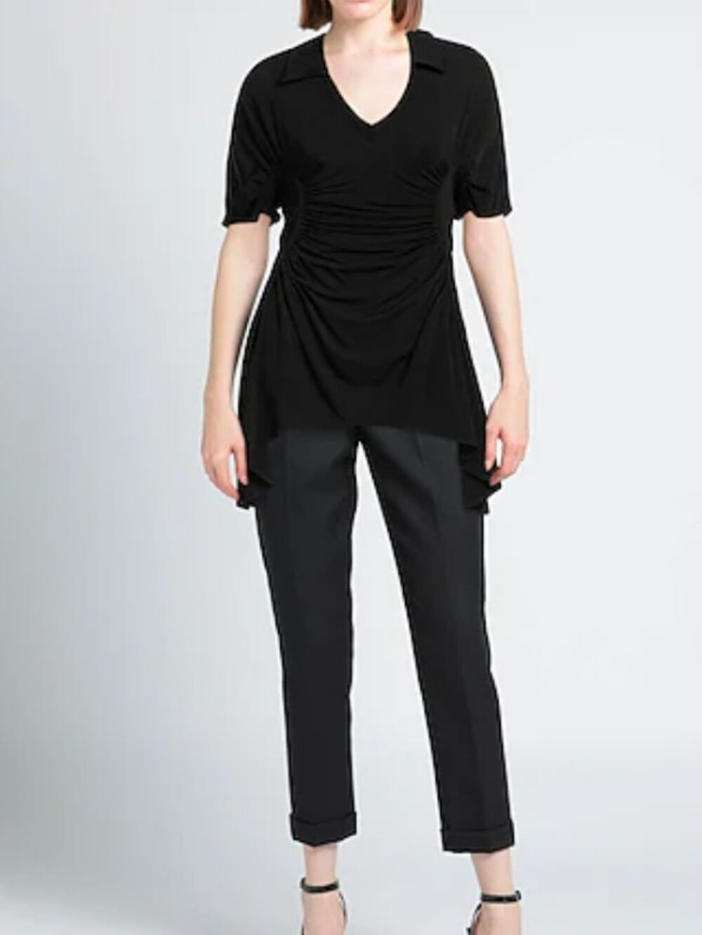 Trussardi Women Tunic Top Size S Minimalist Viscose Blend Stretch In Black